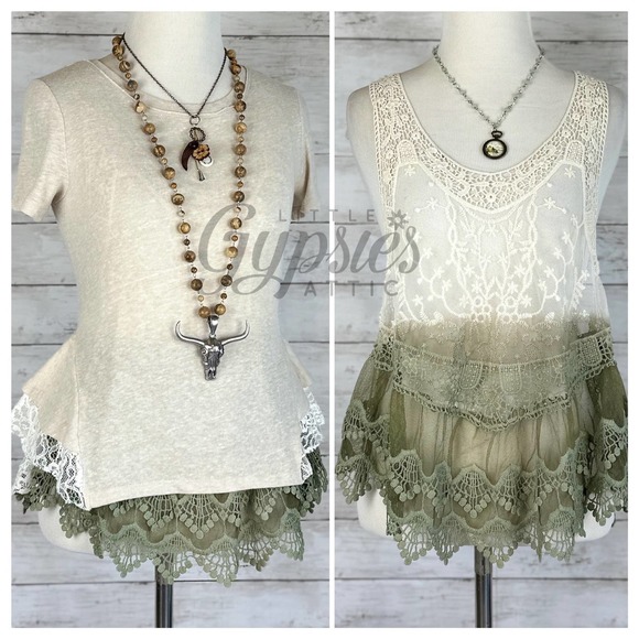 POL Antique Ivory Ombre Lace Layering Top - Picture 16 of 16